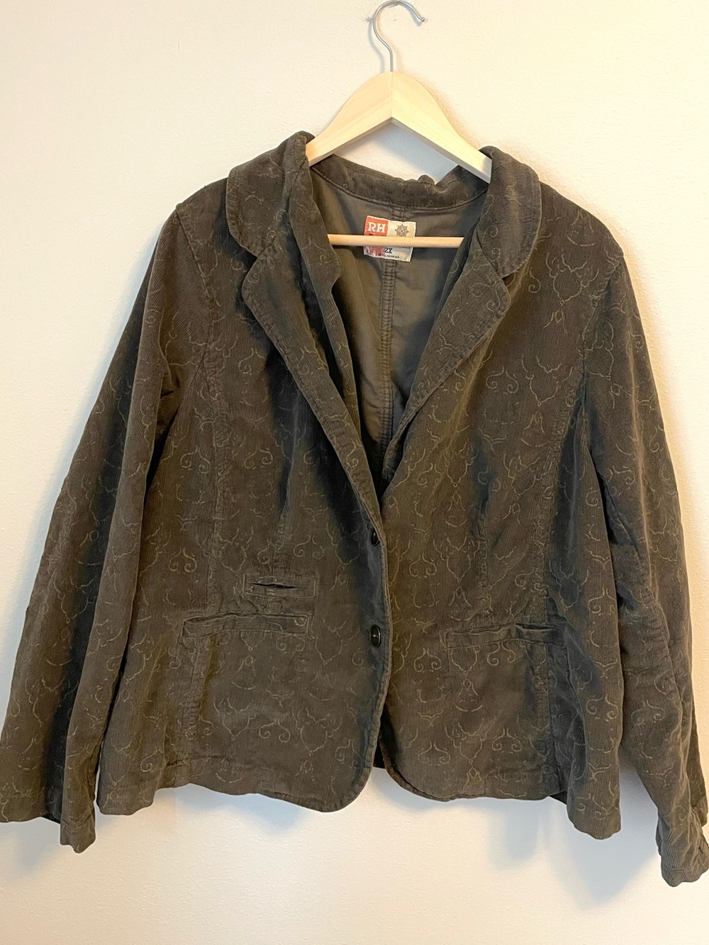 Ruff Hewn - Embroidered Brown Blazer Jacket – Size 2X